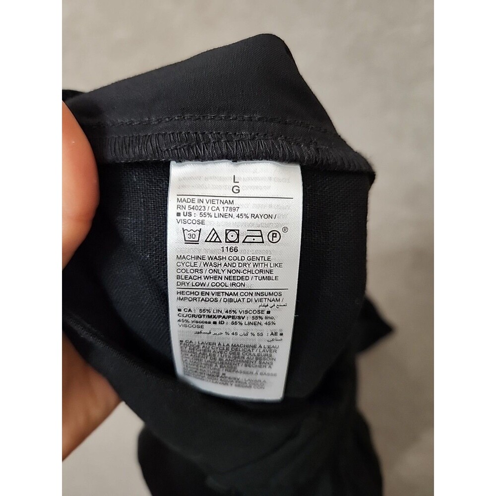 Old Navy Taylor Wide Leg Trouser Pants Women L Black Linen Blend Pleated NEW - Picture 8 of 9